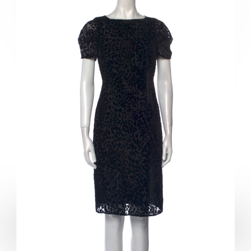 L’AGENCE Black Velvet Leopard Burnout Sheath Cocktail Dress Size 2